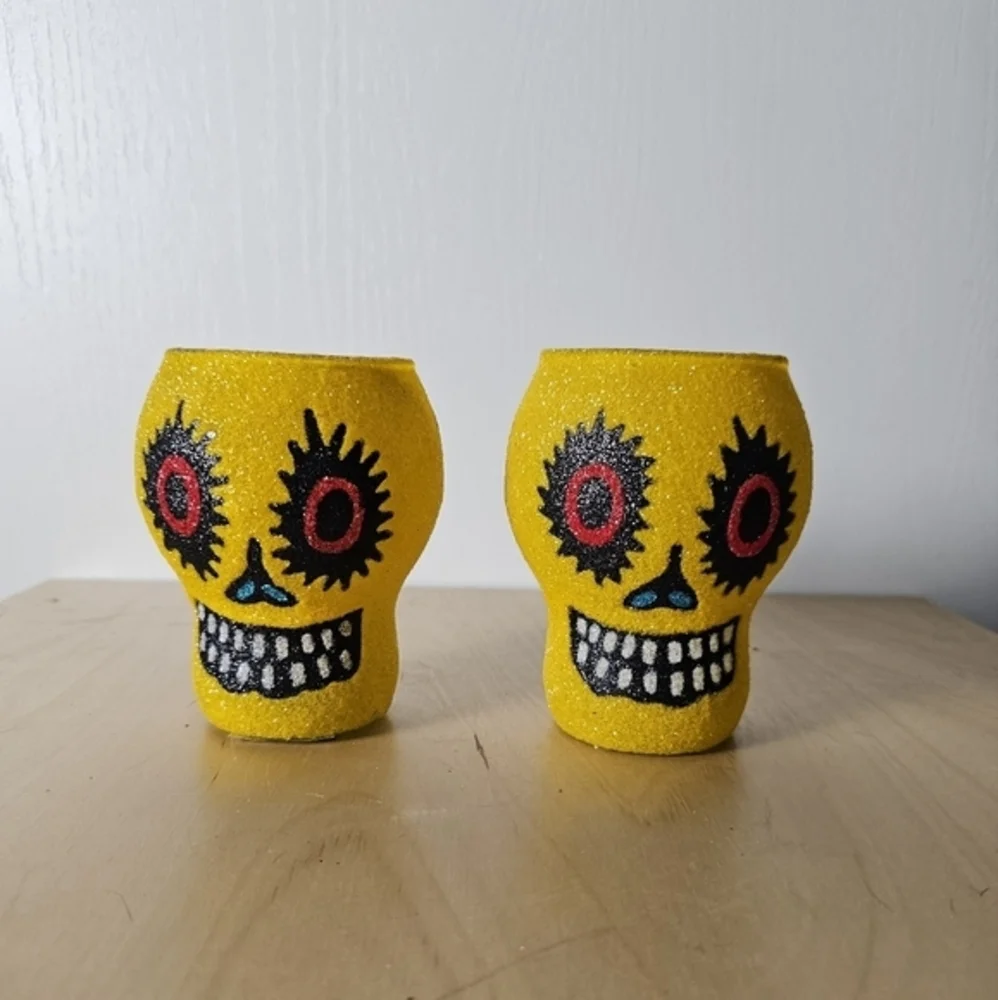 Department 56 Yellow Skull Candle Holders